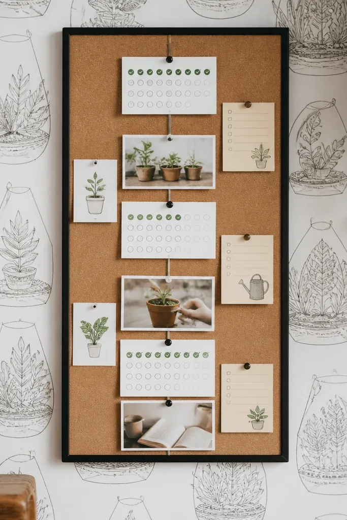 Monochrome terrarium line drawings on a light neutral background