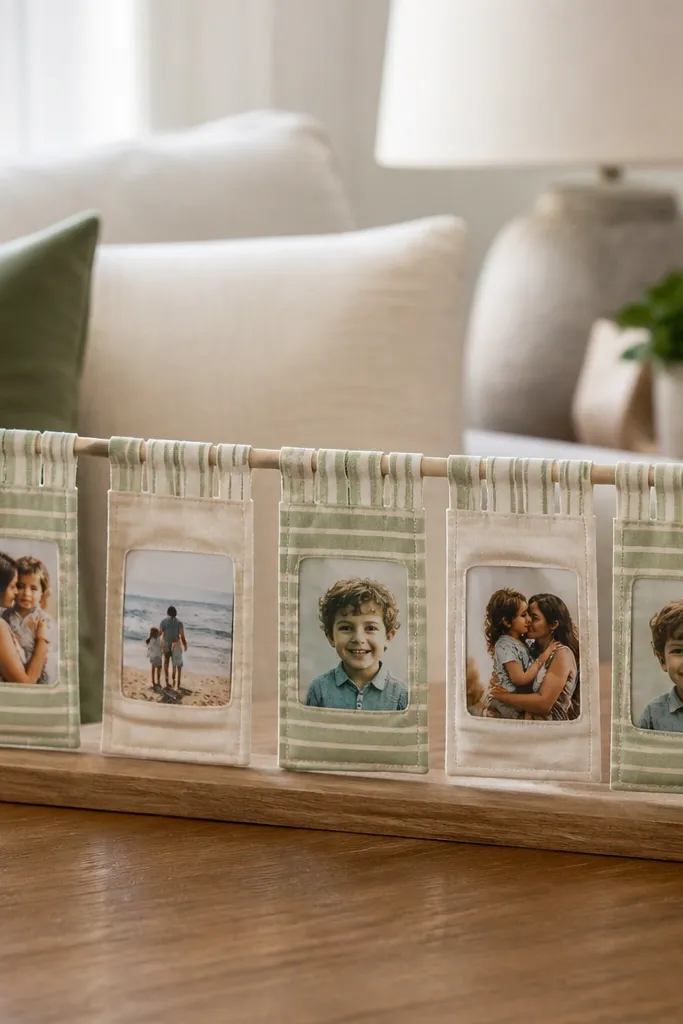 Fabric bookmarks on a string with laminated cards sliding into pockets