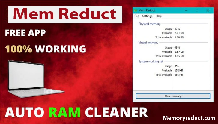 Ad for Mem Reduct as a free and effective RAM cleaner