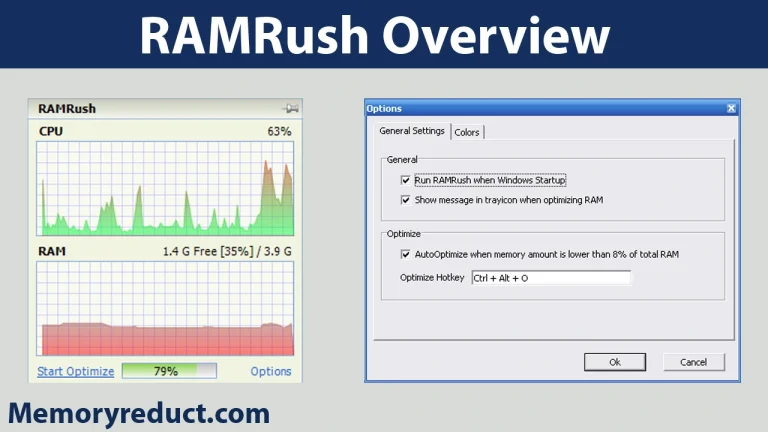 Mem Reduct vs. RAMRush feature comparison graphic